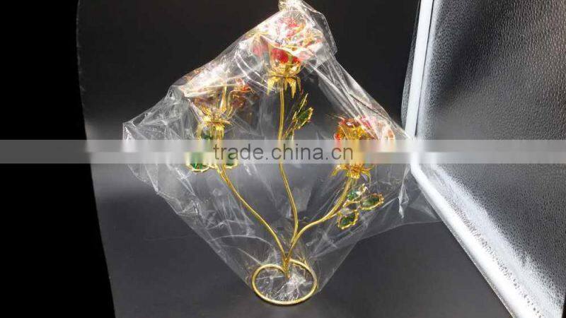 Artificial Golden Rose Crystal Flower for valentine's day