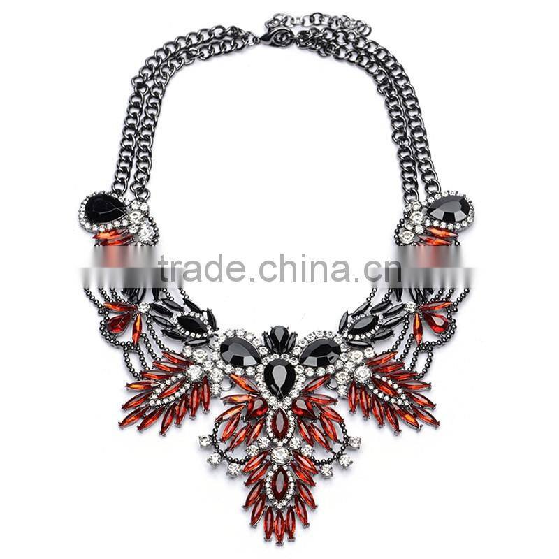 The new European and American big colorful fashion jewelry with Leaf shape and diamond