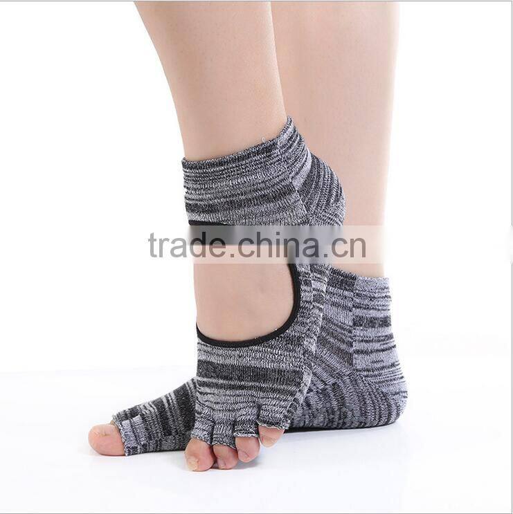 open toe socks cotton knitted yoga socks