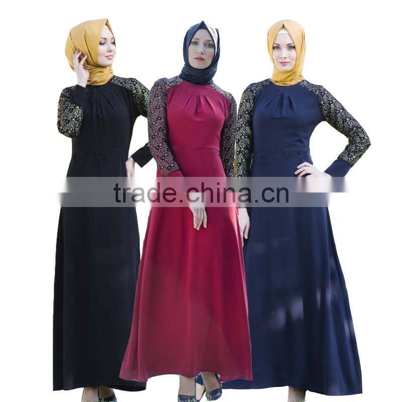 hemp black red patched muslim dress robe/xge muslim Arabian middle east lace abaya kaftan dress/ islamic muslim women dress