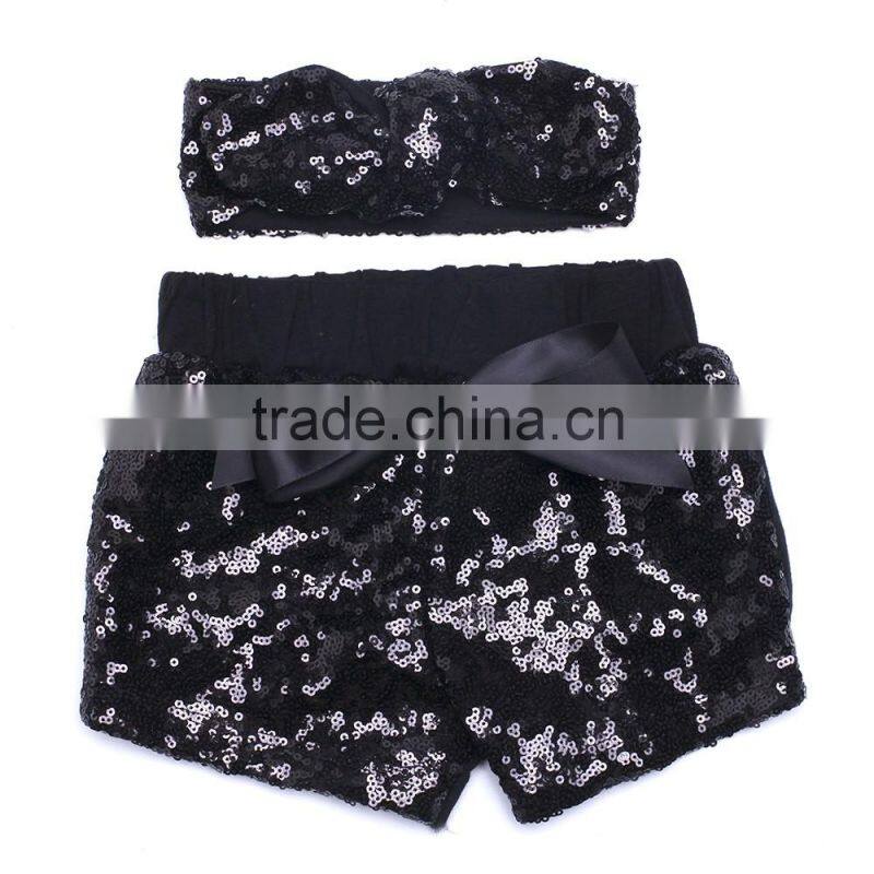 Girls Sequin Shorts SET Girls Birthday Shorts Baby Shorts and Headband