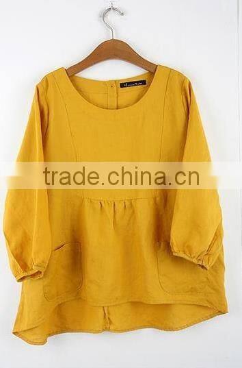 women linen blouse tops linen fabric clothing apparel factory wholesale