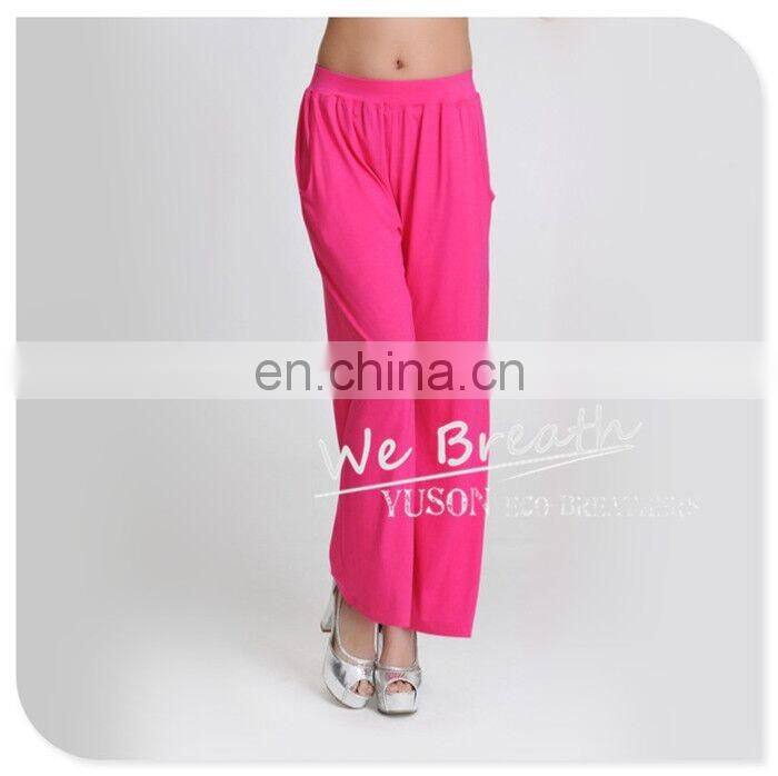 Bamboo Fiber Full Length Casual Pants Solid Colors Yoga Lounge Wear