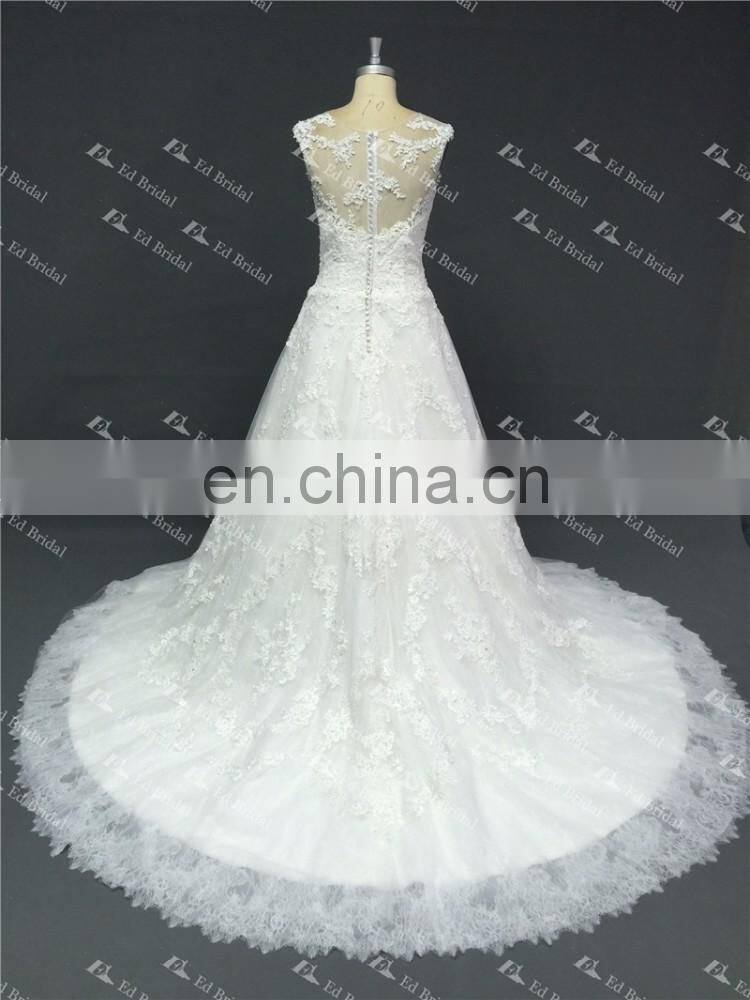 LN10 2016 Lastest Designs China Supplier Reliable Manufacture See Through Back Real Sample Picture Wedding Gown