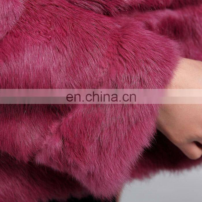 2014 new Wholesale short style red genuine rabbit fur jacket