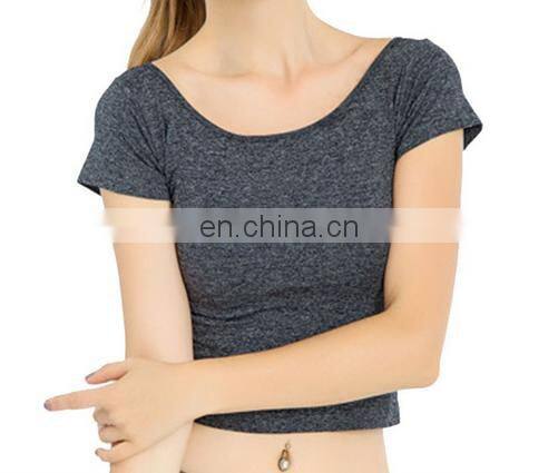 High Quality New Style Cotton Spandex Custom Fabric Womens Slim Fit Crop Top Tshirts