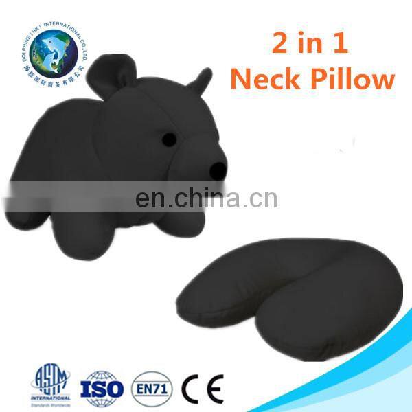 Fashion cheap plush blue bear neck cushion customized cute soft animal travel neck pillow