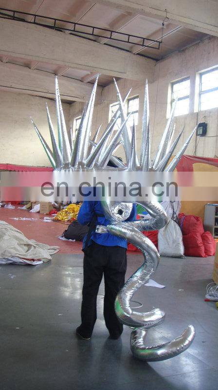 customized silver inflatable costume fan for stage decoration for festival