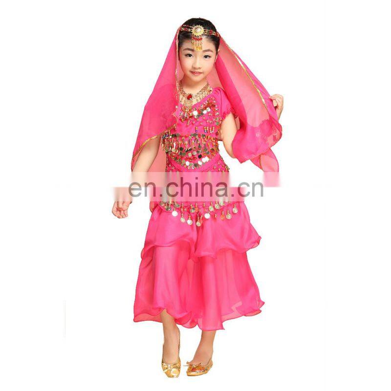 BestDance belly dance costume for kids Top 3 Layers Skirt Hip Scarf Veil Scarf