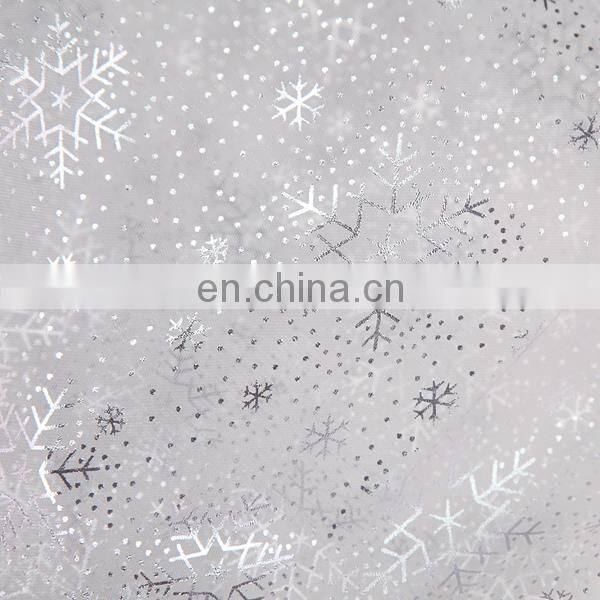 2015 New China Products For Sale White Snowflake Printed Gilding Organza