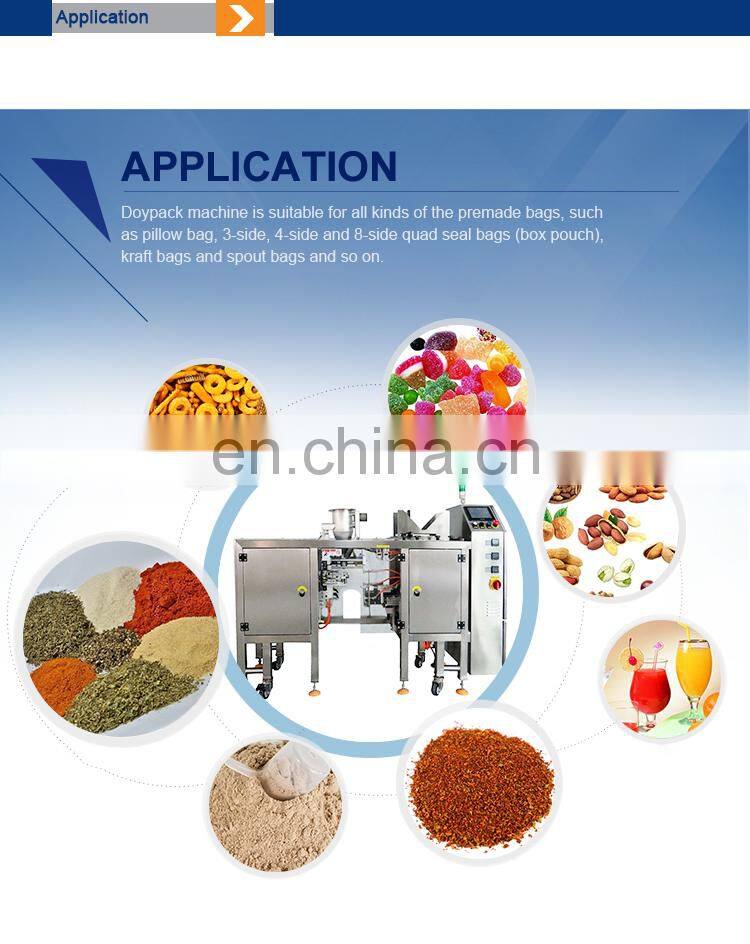 Low Cost Twin Full Automatic Doypack Ziplock Bag Stand Up Pouch Packing Machine