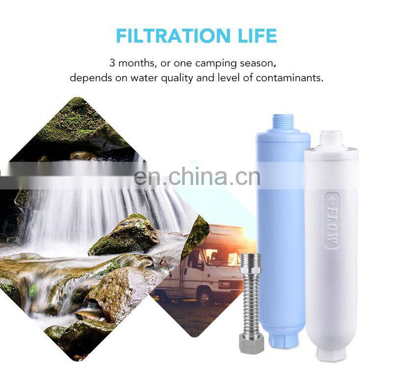RV Water filter with Flexible Hose Protector remove Chlorine Sediment in drinking water