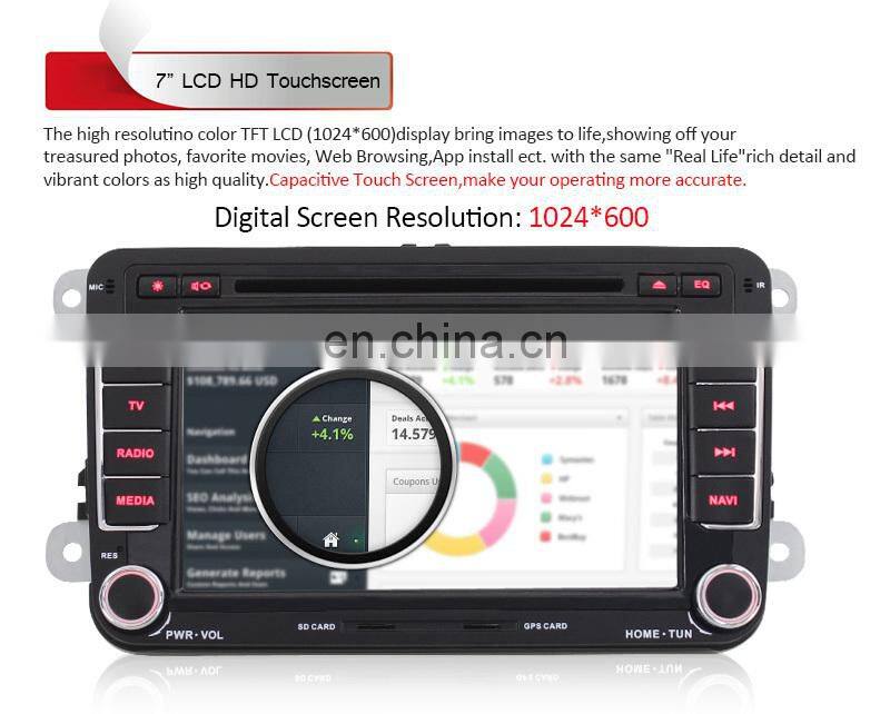 7 Inch Android 5.1 digital touch button car Radio GPS Navigation for VW