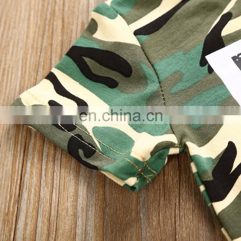 New Fashion Wholesale Baby Sets Camouflage Short T Shirt And Black Pants Kids Girl Boy Outfits