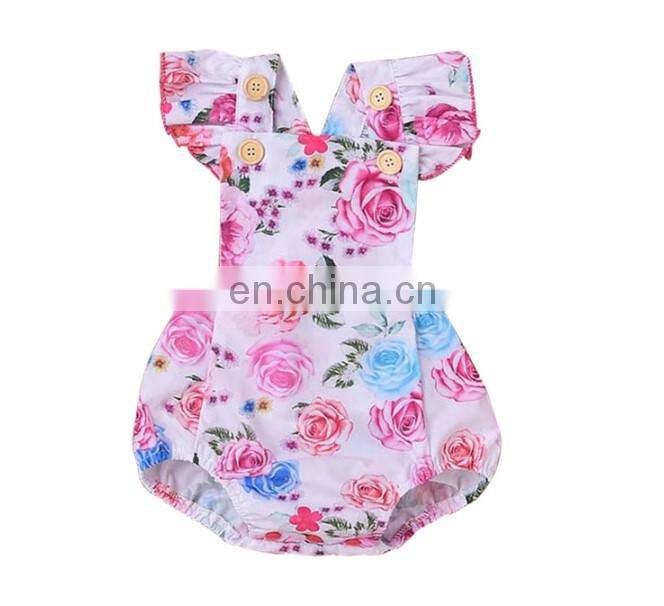 Boutique floral ruffle organic baby romper
