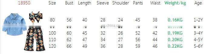 Baby Floral outfits girls headband + top + chrysanthemum print Bell-bottoms pants 3pcs/set Autumn suit Boutique