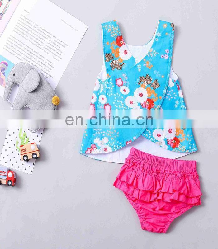 Flower Child Outfit Baby Girls flower Clothing Set Toddler Infant Vest Tops Tutu Shorts 2pcs Clothes for 0-18m
