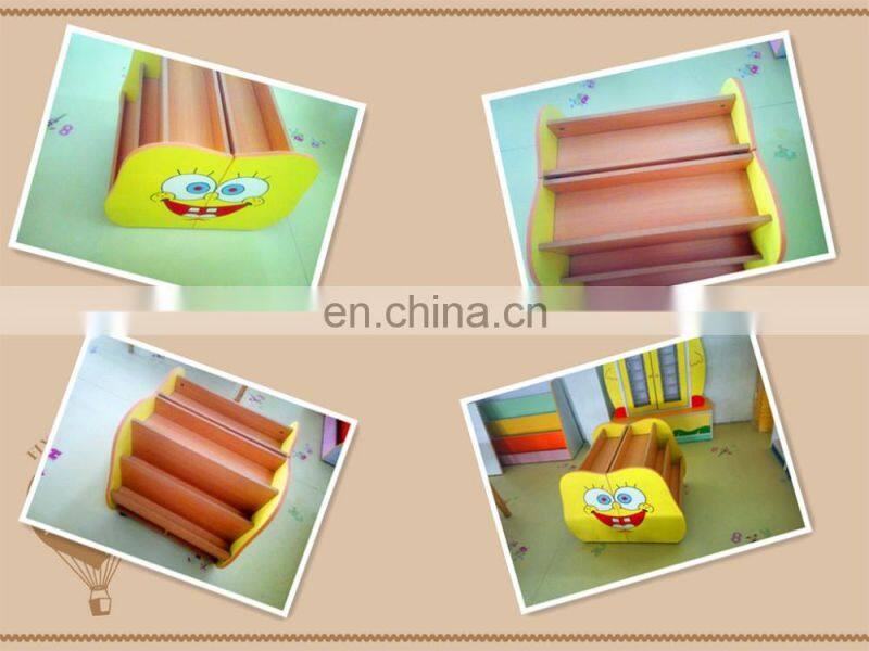factory home kids furniture wood book shelf , newspaper bookshelf for kids
