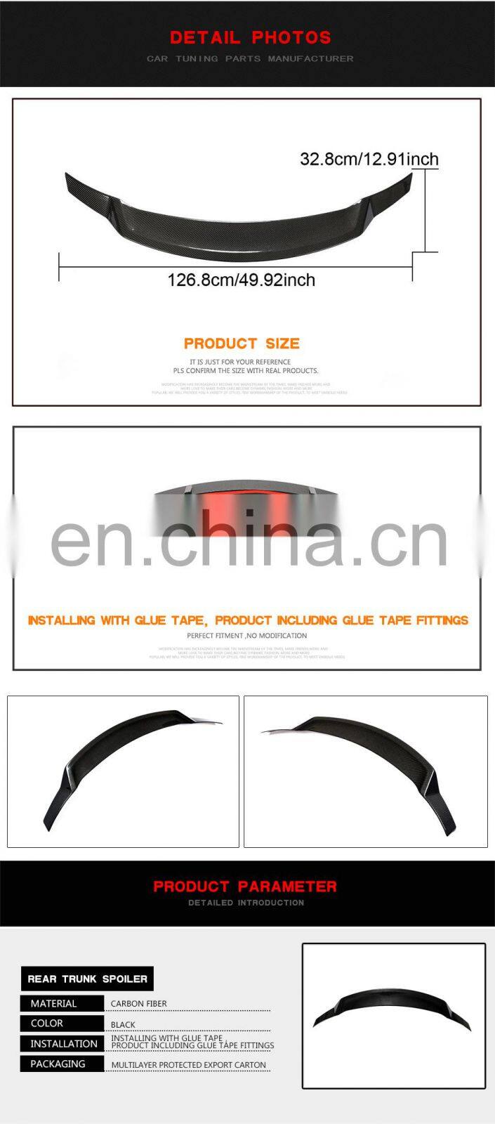 Carbon Fiber Rear Wing Spoiler for Mercedes Benz C Class C205 Coupe 2-Door 2015-2019