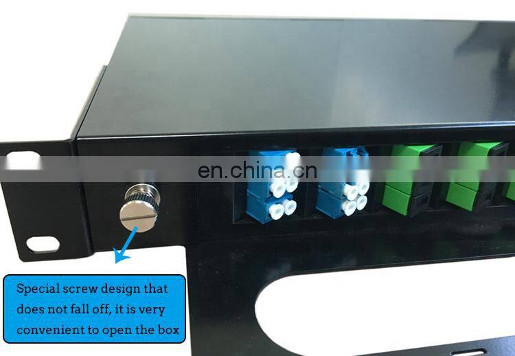 Hanxin Standard 19" Cabinet 12port Odf Distribution Splice Box 12 Port Patch Panel With Compatible ST SC FC LC MTRJ and MPO/MTP