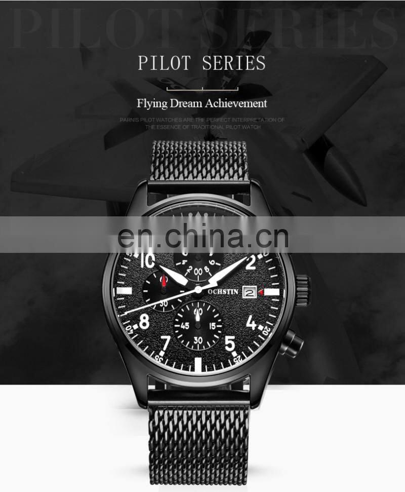 OCHSTIN GQ043B Men Businessman Watches Stainless Steel Metal Quartz Watch Wholesale Wrist