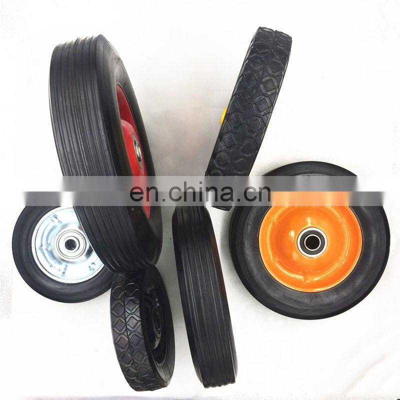 Custom cast iron wheel hub solid rubber shopping trolley wheels