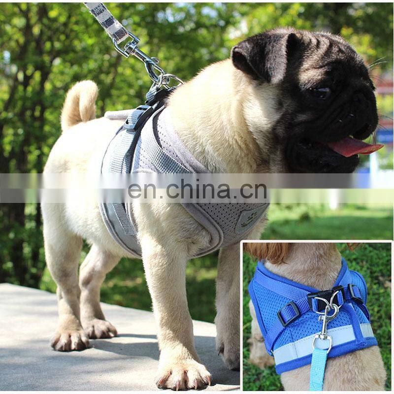 Dog Harness with Leash Summer Pet Adjustable Reflective Vest Walking Lead for Puppy Polyester Mesh Harness