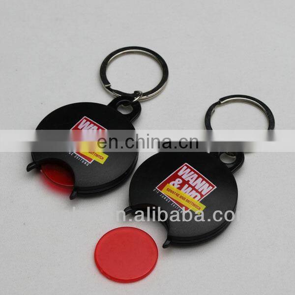Customized Kerying Plastic Trolley Euro Coin Holder Keychain