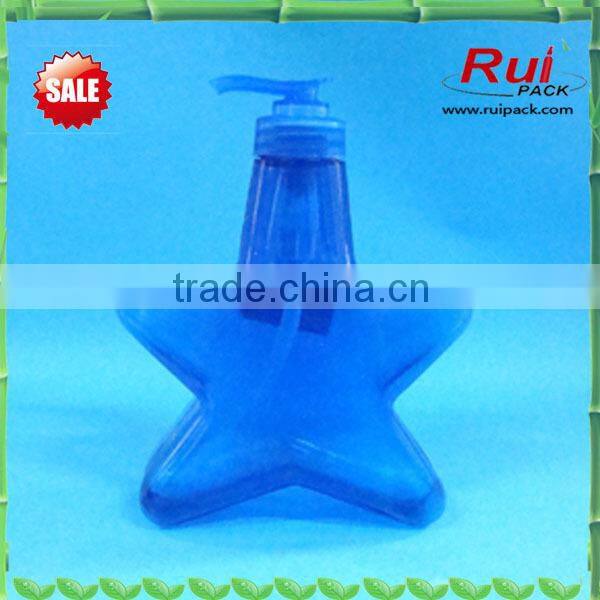 320ml plastic bottle,high quality unique five-pointed blue star plastic gift nail polish bottle