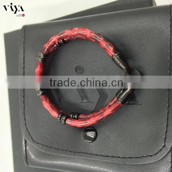 2016 Latest FashionJewelry Black Stingray Leather Cord,Genuine Stingray Bracelet With Stainless Steel Jewelry