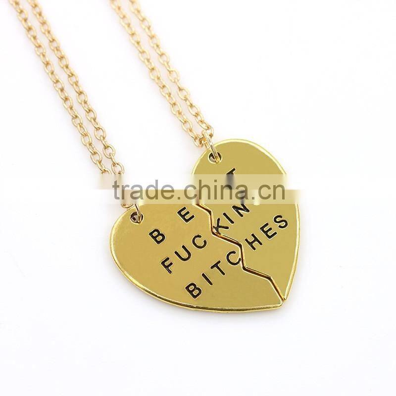 Best Bitches broken heart necklace pendant necklace wholesale