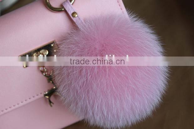 Hang On Bag Phone Carkey Fashion Charm Girls Real Racoon Fox Fur Key Chain