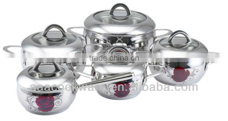 Colorful Stainless Steel decal kitchenware sets for wholesale
