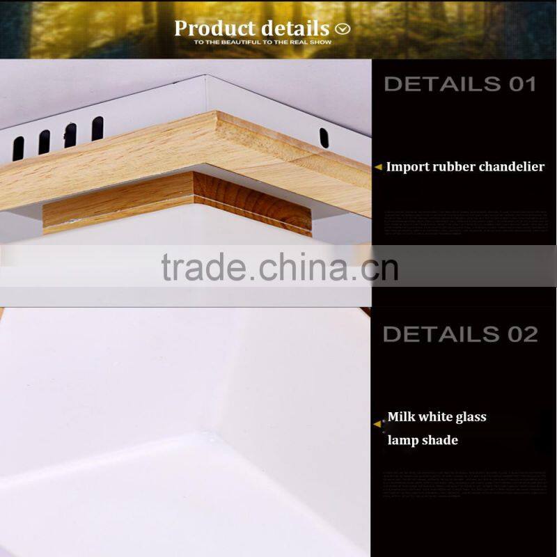 Rubber Wood Frosted Glass Bedroom Aisle Ceiling Light