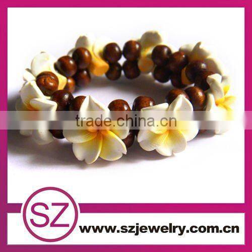 F4 hand- making polymer clay girls hand flowers bracelet 2014
