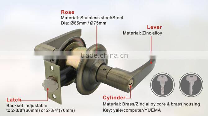 F801-SN-ET/zhongshan/ cerradura tubular/heavy-duty tubular wooden door lock