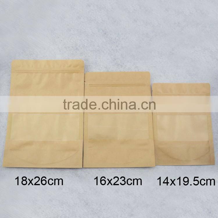 food grade stand up zipper kraft paper bag with clear window accept custom printing