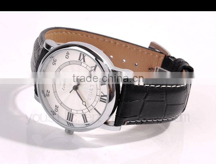 Newest Leather Strap Men Wrist Watch Gift KING SILIVER