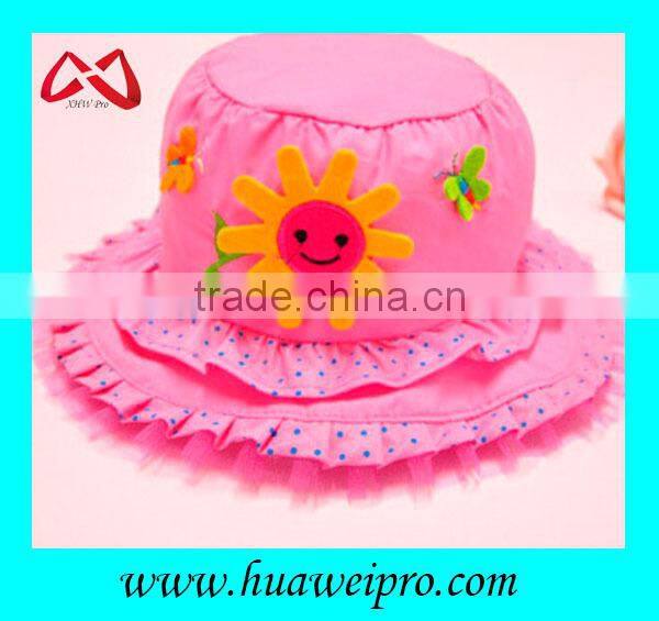 fashion children short brim flat top sun protect bucket hat