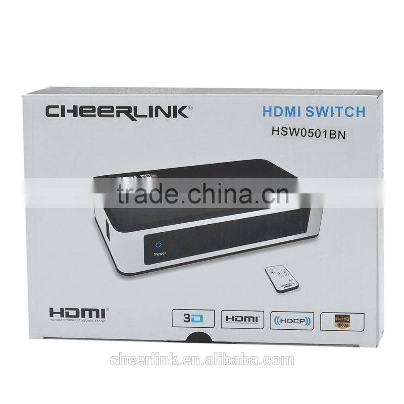 5x1 hdmi switch 501 hdmi v1.4 with ultra hd 2160p and 3d / remote control -black