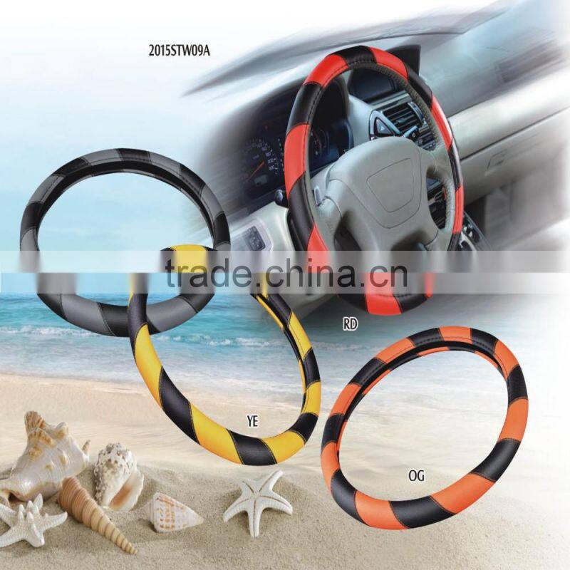 AUD-SWC09A Wholesale New Universal Fit Car PU Leather Sewing Steering Wheel Cover Wrap (Medium)