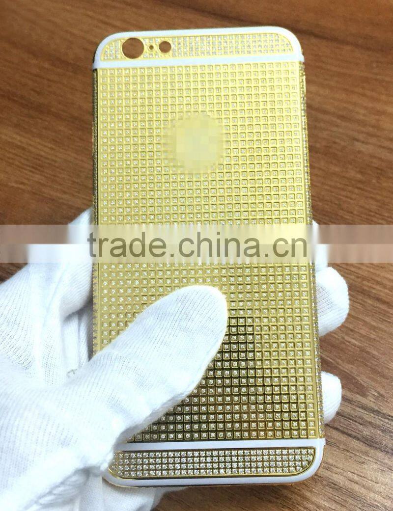 For iphone 6s replacement housing diamond gold plating for iphone 6s housing custom