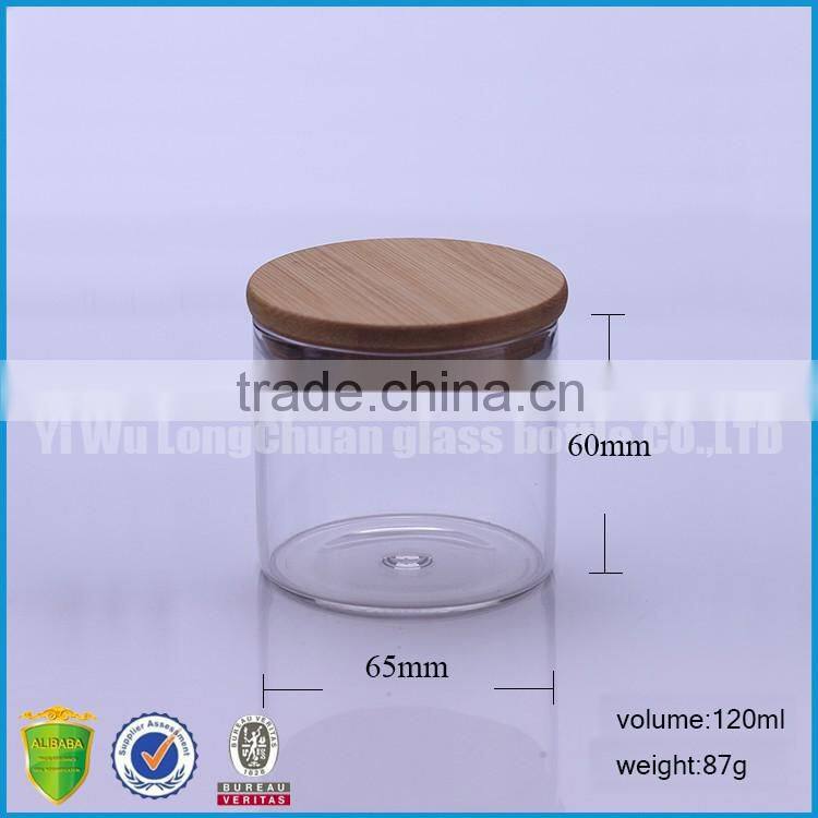 120ml airtight hot selling glass bottle with bamboo lid