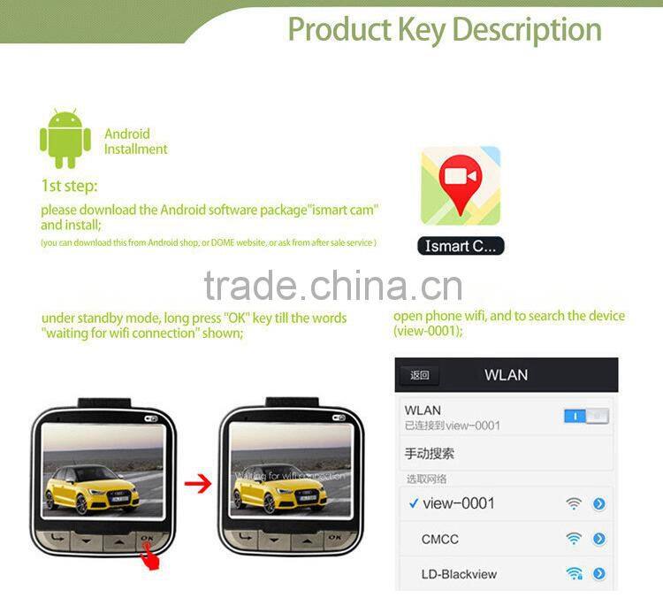 G55W Wifi Car camera recorder Full HD 1080P 2.0"LCD Car Dvr G-sensor IR Night Vision Support Android phones Recorder Dash Cam