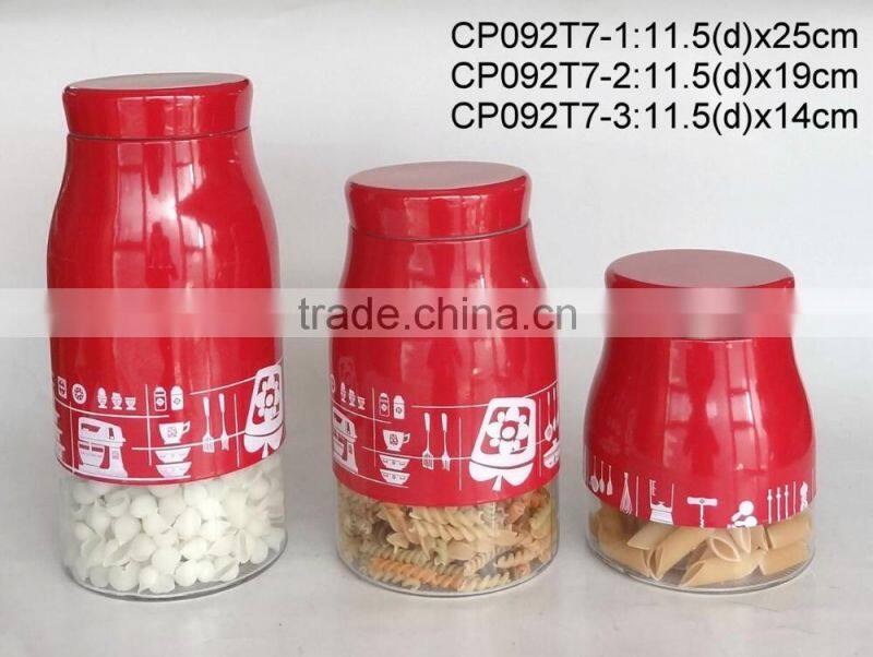 CP092T6 round glass jar with metal casing