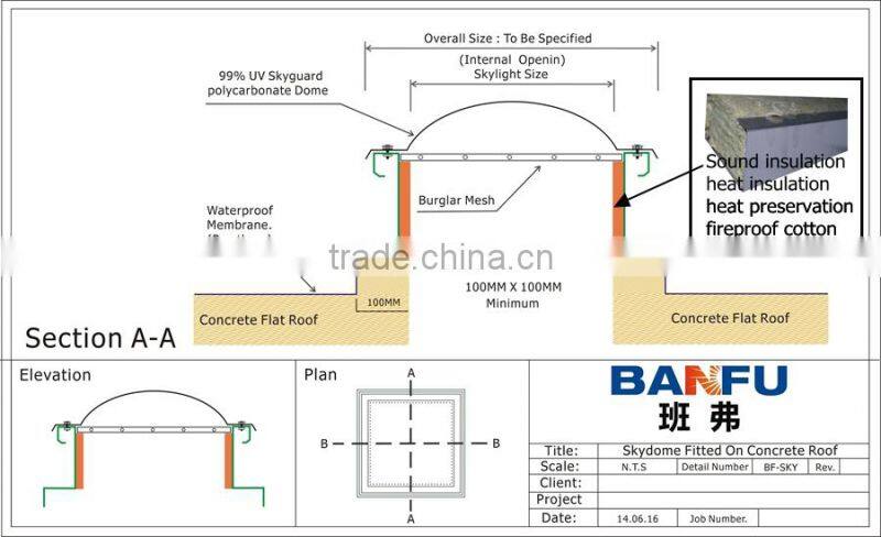 With a safety net for the daylighting of the dome pyramid roof window