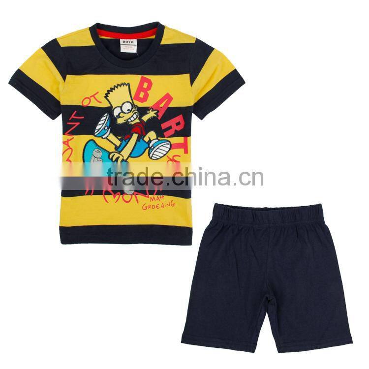 (CD4816) Nova brand 2-6 years boys summer sets with NY color 100% cotton boys t-shirt and short sets