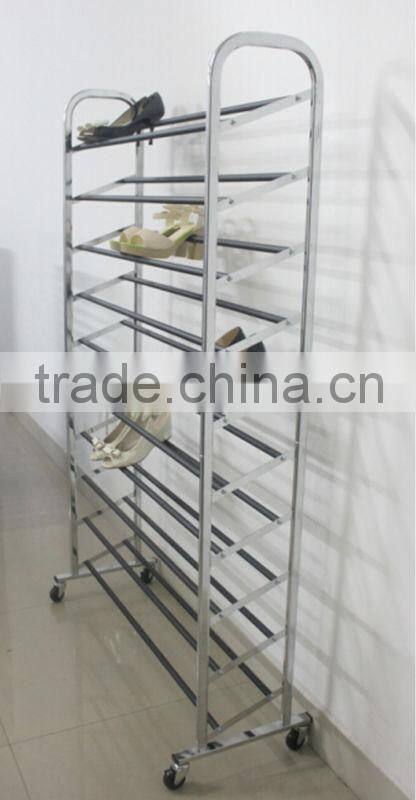 Practical 10 Tiers Shoe Display Rack Anti-slip Moveable Shoes Shelf
