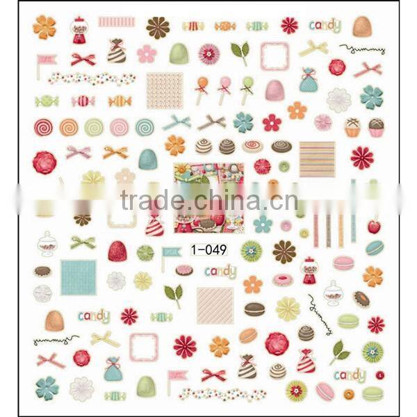 Fashion Candy and cake design 3D nail art sticker decals 1-049