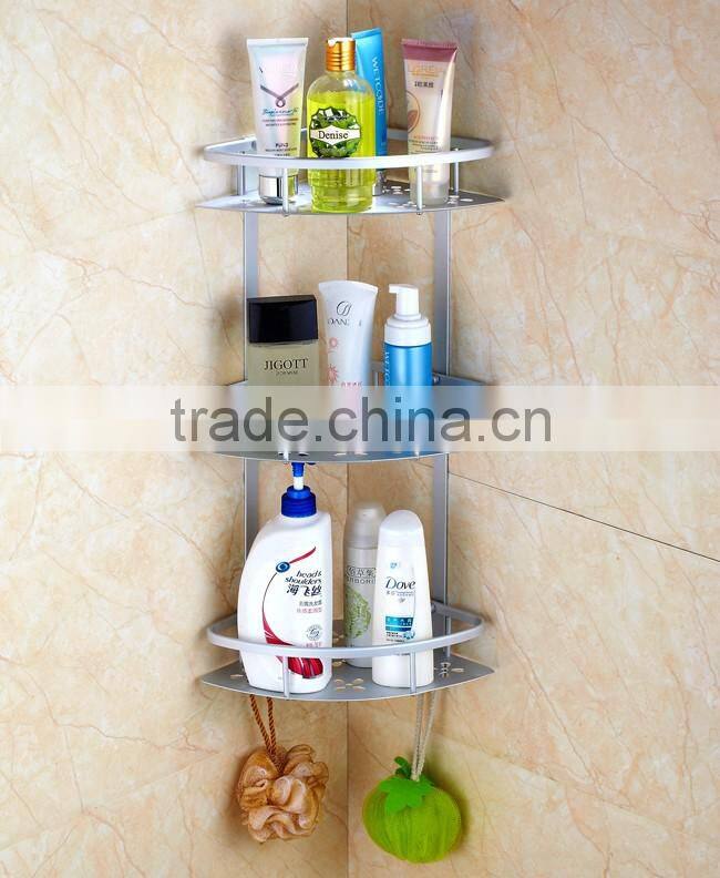 3 tier Triangle Bathroom Basket Bathroom Corner Shelf Hanger aluminum Bath Shelf Bathroom Storage Basket